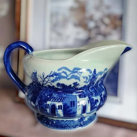 VICTORIA WARE. IRONSTONE FLOW BLUE PITCHER   VINTAGE - Picture 1 of 8